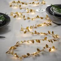 Guirnalda De Plantas Artificiales Con 30 LEDs Amarillo Y Plateado Para Bodas Y Fiestas En Casa Fuente De Energía Por Batería Decoración De Navidad - details 0