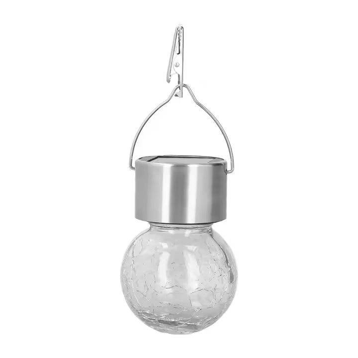 Aigostar Luz Color de luz 6500K LED Solar Ambiental para Césped en Acero Inoxidable con diseño de bola agrietada, ideal para iluminar tu jardín y crear una atmósfera encantadora. - 1