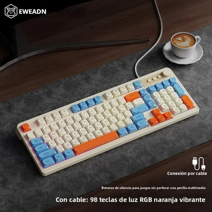 Teclado De Juego Y Oficina EWEADN G98 Con Retroiluminación Arco Iris 98 Teclas Con Botón Multimedia Para PC Windows Y Laptop - 1