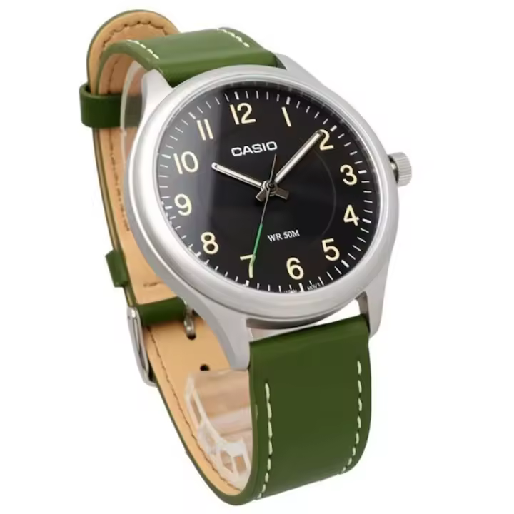 reloj clásico hombre Casio MTP-B160L-1B1 39mm 50m WR correa de cuero - 1