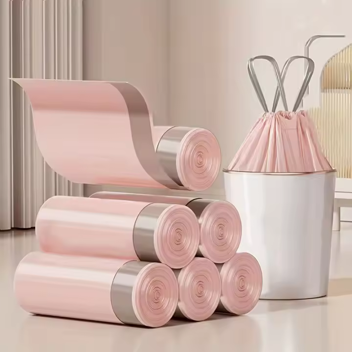 Bolsa De Basura Con Cordón De Polietileno Super Gruesa Y Duradera 100 Piezas Multifuncional Para Uso Doméstico - 1