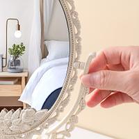 Espejo De Maquillaje Vintage Beige Para Mesa De Trabajo Oval Doble Cara Minimalista Con ABS Grueso Espejo De Mesa Europeo - details 3
