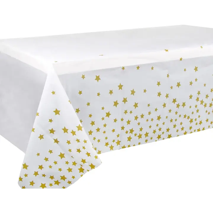 1pcs Manteles Mesa 137x274cm Manteles Plásticos Cumpleaños Rectangulares con Estrellas Doradas para Banquetes Cenas Fiestas Navidad Bodas Bautizo Picnics Bufé Cumpleaños Barbacoas - 1