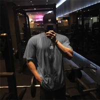 Camiseta De Algodón Para Hombre Con Mangas Cortas Deportiva Para Fitness Y Running Camiseta Suelta De Entrenamiento Masculina - details 7