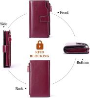 Cartera de mujer de cuero genuino de gran capacidad con múltiples tarjetas - details 2