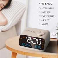 Reloj De Alarma LED Con Radio FM Para Lado De Cama Moderno Calendario Digital Con Termómetro Y Higrómetro Para La Mesa - details 4