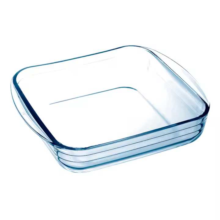 Tradineur - Fuente para horno cuadrado - Fabricado en Vidrio - Apto para horno, microondas, congelador y lavavajillas - 1,6 Litros - 5 x 25 x 22 cm - 1
