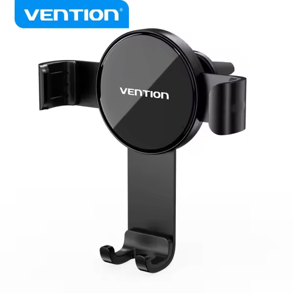 Vention soporte telefono auto sujecion automatica - clip ventilacion - estabilidad triangular - rotacion libre - color negro - 1