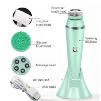 Limpieza Facial Eléctrica 4 En 1 Con Cepillo Sonic Exfoliante De Silicona Para Eliminar Blackheads Masaje Reafirmación De Piel Cuidado Doméstico Spa - details 3