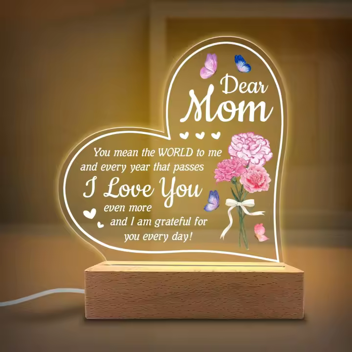You Mean The World to Me - Acrylic Light Gift for Mom from Son, Daughter on Mothers Day - Birthday Gifts to Mom - 1