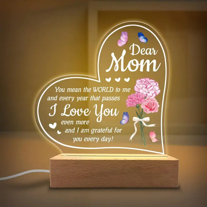 You Mean The World to Me - Acrylic Light Gift for Mom from Son, Daughter on Mothers Day - Birthday Gifts to Mom - 1