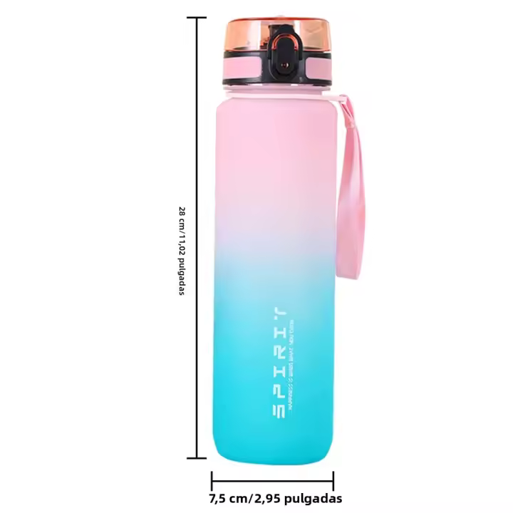 Botella Deportiva De Agua Con Mango 500-1000ml Gradiente Transparente Y Frosted Para Gimnasio Deporte Camping Uso Exterior - 1