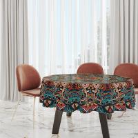 Mantel Redondo De Poliéster Con Patrón Bohemio Impermeable Para Mesa De Comedor Circular Colorido Para Exterior Y Interior Hogar - details 7