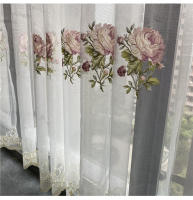 Cortina De Tules Bordada De Paeonia Estilo Americano Elegante Para Sala De Estar Translúcida Suave Para Dormitorio - details 7