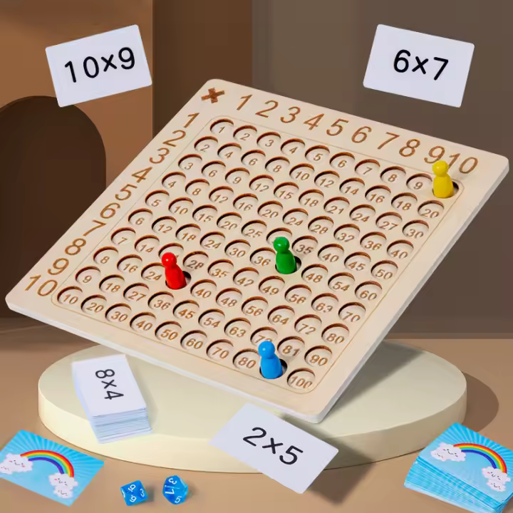 Juego De Tablero De Multiplicación Montessori De Madera Para Niños Juguete Educativo De Conteo Y Razonamiento Interactivo Edad Recomendada 6-12 Años - 1