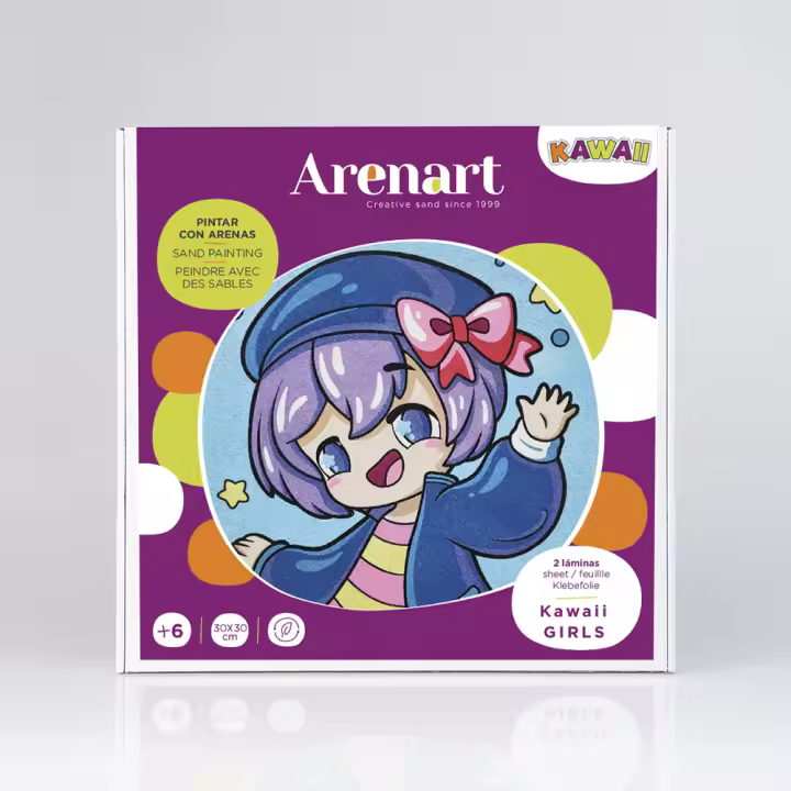 Kit completo para pintar con arenas de colores 2 láminas, kawaii Girls 1 - 1