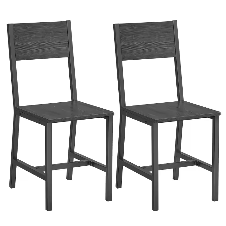 VASAGLE Juego de 2 Sillas de Comedor, Marco de Acero, Estilo Industrial, para Comedor, Salón, Cocina, Gris Carbón y Negro Tinta/Greige Mélange y Gris Mate/Marrón Trigo y Blanco Nube - 1