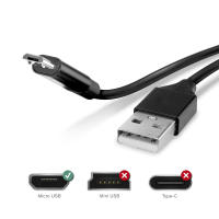 TEMCO 1/2/3 Metros, Micro USB, Blanco y Negro, Cable de Datos y Cargador Micro USB de Alta Velocidad/USB 2.0 Macho (Tipo A) > USB 2.0 Micro Macho (Tipo B) / Blanco y Negro / 1m, 2m, 3m - details 0