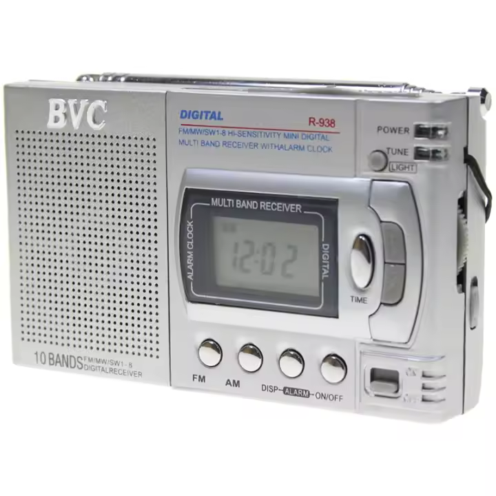 Radio Bvc R938 Mini Radio Multibanda Con Reloj Y Despertador Dig - 1
