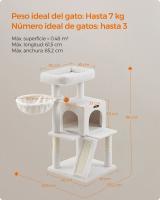 Árbol para Gatos Grandes con Vivienda, Rampa, Hamaca y Pompón - Disponible en Blanco Crema o Rosa Jalea - details 6