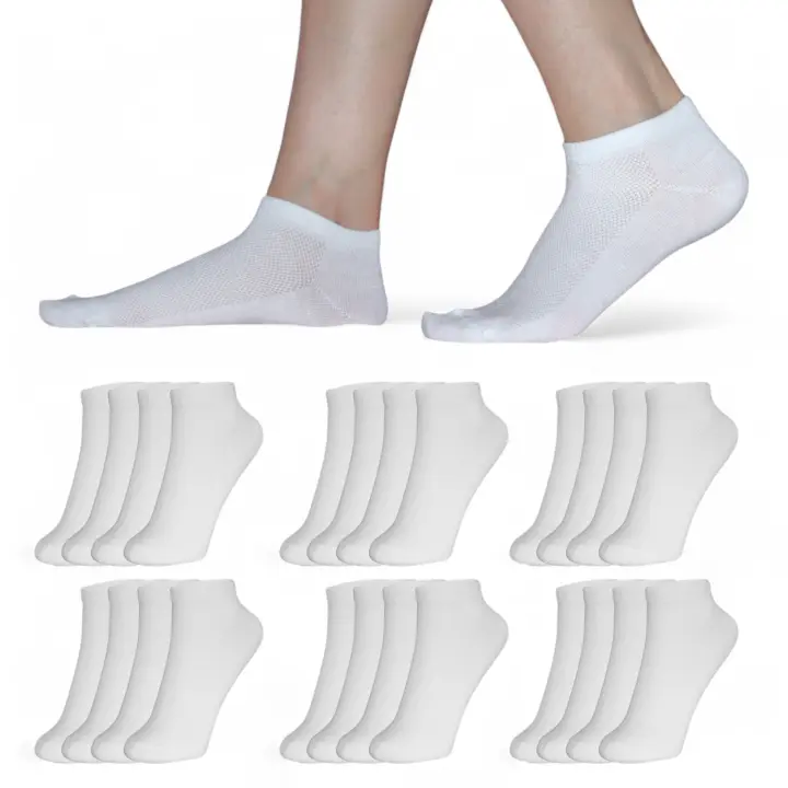 Geshop - 12 Pares Calcetines Tobilleros Hombre - Calcetines Tobilleros Mujer - Calcetines Hombre Cortos - Calcetines Mujer Cortos - Calcetines Tobilleros Algodón – Calcetines Transpirables Hombre y Mujer. - 1