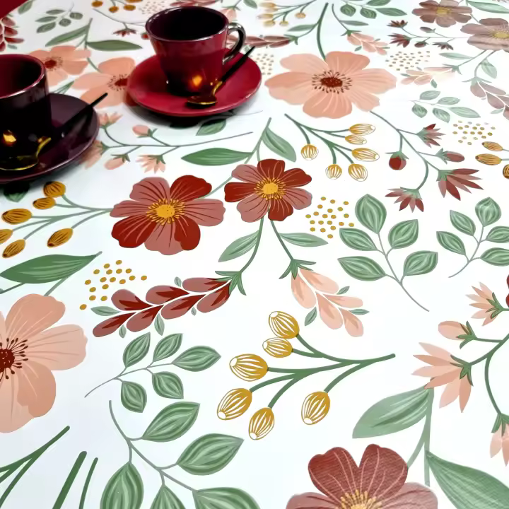 Mantel PVC Impermeable para Mesa Rectangular, Verano, Flores  - Ideal para Hogar, Cocina y Comedor - 1