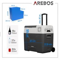 AREBOS Caja refrigerada 47 L con ruedas coche nevera APP congelador caja camping - details 7