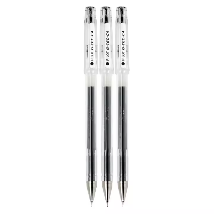 Pilot G-TEC-C4 Tinta Gel con Capuchón Trazo 0,2mm, Negro (Pack de 3 Uds.) - 1