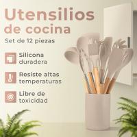 RELAXTY 12 Piezas Juego de Utensilios de Cocina de Silicona con Mangos de Madera - Accesorios de Cocina - details 1