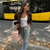 Chaqueta De Cuero Seda Vintage Para Mujer ZBZA Marrón Cuello Redondo Manga Larga Con Bolsillos Cierre Simple Estilo Casual Otoño Invierno - details 13