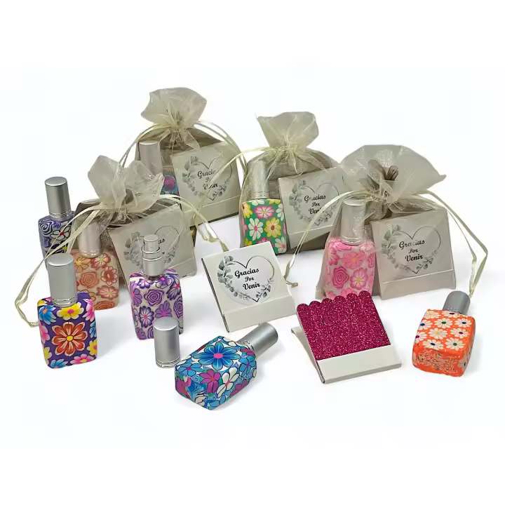 Lote de 10/15 perfumador de cristal y estuche de lima de uñas vintage con mensaje de agradecimiento a tus invitados en bolsa de regalo - regalos para invitados de boda comuniones bautizos aniversarios cumpleaños - 1