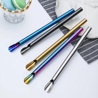 Juego De 2 Pajas Reutilizables Con Cuchara Y Cepillo De Acero Inoxidable 304 Para Beber Duraderas Y Ecológicas - details 5
