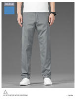 Pantalones Casuales De Verano Para Hombre Estilo Coreano Color Sólido Elásticos Y Cómodos Pantalones Negocios Rectos Y Sueltos Talla Media Cierre De Cremallera - details 7