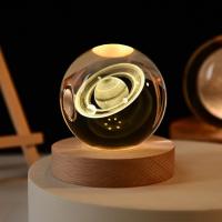 Lámpara De Cristal 3D Luz Galáctica Brillante Nocturna De Planeta Decoración Para El Hogar Regalo De Navidad Luz De Noche Para El Lado Del Cama - details 3