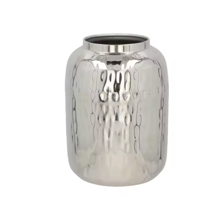 Gissed - Florero Decorativo de Metal Plateado, Diseño Elegante con Acabado Martillado, Ideal para Centros de Mesa, Decoración de Hogar, Oficina o Eventos, Resistente y Sofisticado, Perfecto para Exhibir Flores Naturales o Secas, Estilo Moderno. - 1