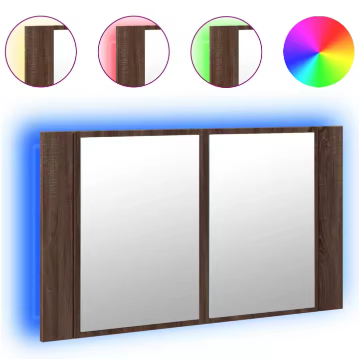 ¿Dónde está Escorio Espejo de BA? O LED acrílico Marron Roble 80x12x45 cm - 1