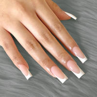 Juego De 24 Uñas Postizas Cortas Para Mujeres Y Niñas Con Diamantes Y Brillos Estilo Francés Cuadradas Blancas Y2K Arte De Uñas Falsas - details 35