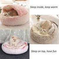 Cama De Gato Redonda De Peluche Suave Con Capucha Cueva Cómoda Para Mascotas Pequeñas Y Perros Pequeños Auto Caliente Anti Ansiedad - details 5