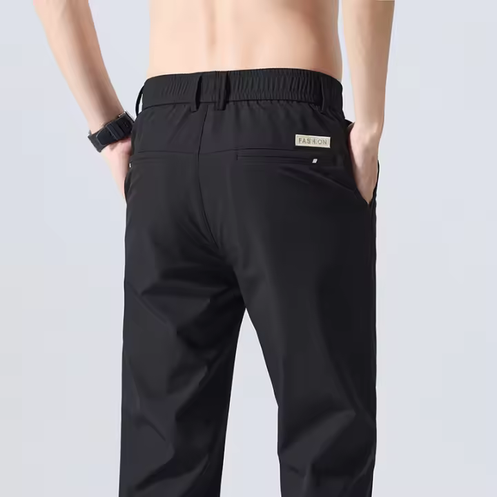 Pantalones Elásticos Suaves Para Hombre Verano Delgados Cintura Ajustable Moda Coreana Slim Casual Formal Trajes Marca Ropa - 1