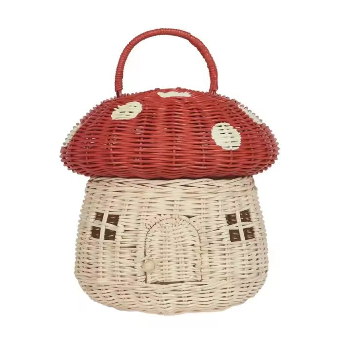 Cesta De Almacenamiento De Rotura En Hecho Ecológico Para Niños Decoración De Habitación De Niños Organizador De Estante Tejido Cesta De Picnic Portátil Fruta Para Casa De Muñecas - 1