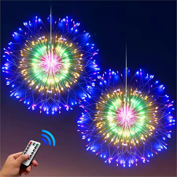 Luces De Fuego LED Con Remoto 8 Modos Estrella Brillante Para Decoraciones Exteriores Fiesta Boda Café Hogar Navidad - 1