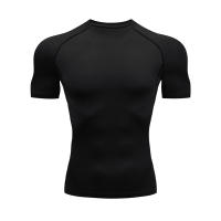 Camiseta De Running Para Hombres Camiseta De Fitness Rápida Secado Ropa De Compresión Para Gimnasio Y Ejercicio Camiseta De Muslo Corto De Poliéster Y Spandex - details 1