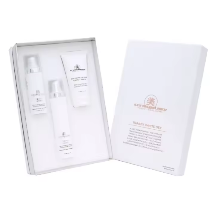 NEW! UTSUKUSY UTSUKUSY Set Tranex White. Manchas fuera con el Kit Tranex White de Utsukusy. Set despigmentante: Crema 50ml + Serum 30ml + Crema Fotoprotectora 50ml. - 1