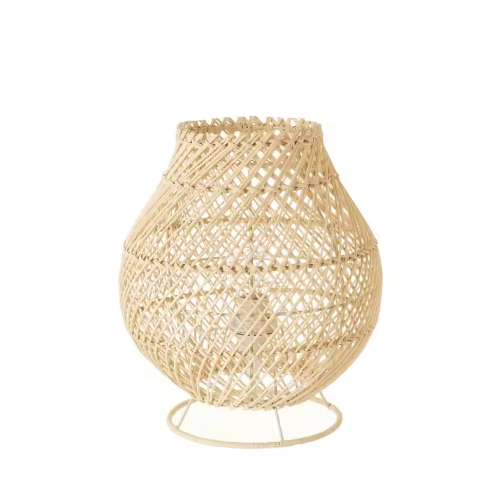 Lola Home Lámpara de mesa trenzada de rattan natural de Ø 24x27 cm - 1
