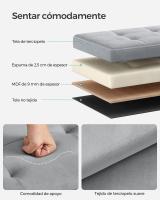 Banco de almacenaje plegable de terciopelo, taburete reposapiés con 2 cajas, 38x76x38 cm, soporta hasta 300 kg, ideal para entrada, sala de estar y dormitorio, disponible en gris paloma, gris pizarra y rosa caramelo - details 4