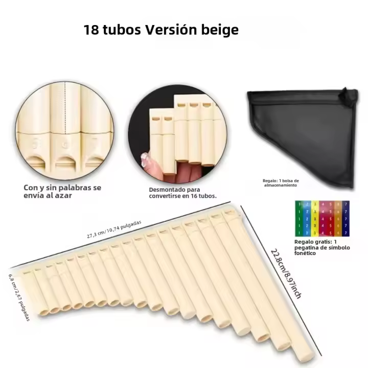 Flute De 18 Tubos Panflute Desmontable a 16 Tubos Material ABS Fácil De Jugar Para Performance Enseñanza Y Práctica - 1