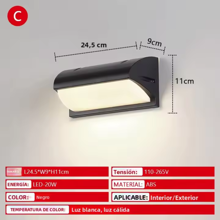 Lámpara De Pared LED Impermeable IP65 Con Sensor De Movimiento PIR Para Exterior Iluminación Decorativa Para Porche Balcón Jardín AC85-265V Moderna - 1