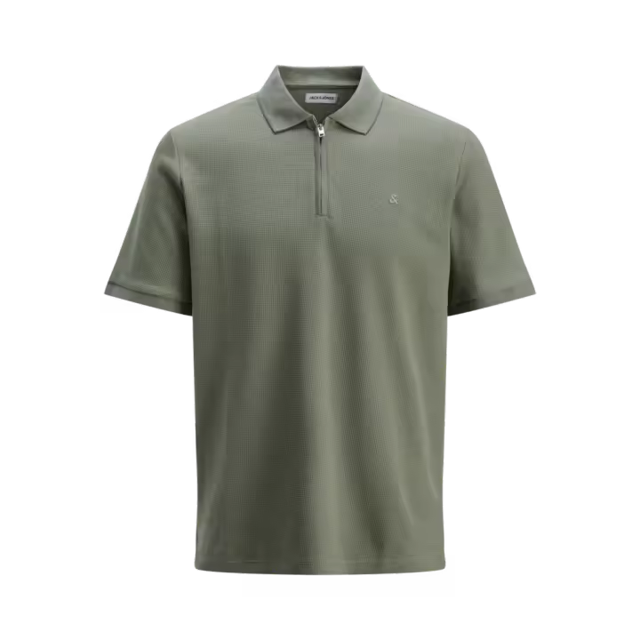 Jack & Jones Austin Zip Polo Color Verde - Básica, Suave Y Cómoda - 1