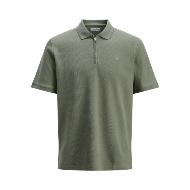 Jack & Jones Austin Zip Polo Color Verde - Básica, Suave Y Cómoda - 1