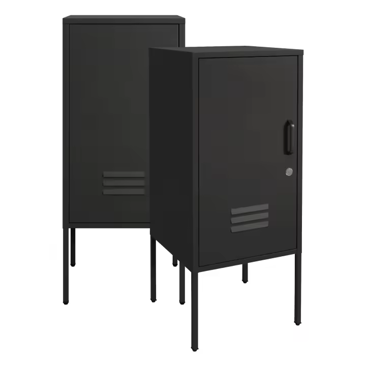 Set de 2 mesas de noche Hausjärvi 82x35x35 cm acero - Negro [en.casa] - 1